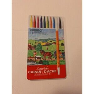 Caran d'Ache Fibralo Fibre Felt/Brush Tipped Markers. Swiss Made Metal Tin READ